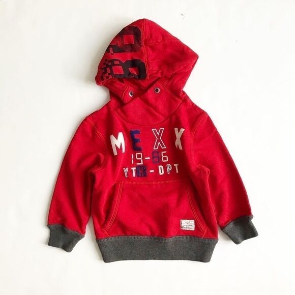 MEXX red spell out hooded sweatshirt EUC 3/4T - Picture 1 of 4